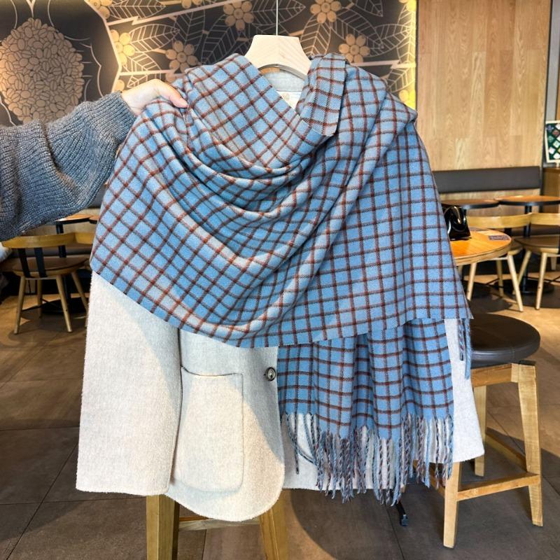 Red plaid scarf autumn and winter thickened warm couple scarf new retro shawl