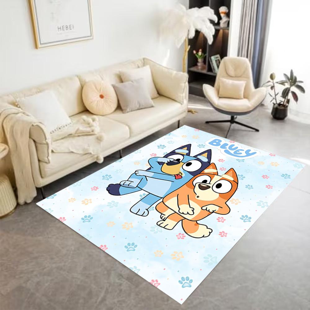 Bluey Family Harmony Floor Mat Suitable for Balcony Outdoor Dormitory Study Room Antislip Carpet Anime Office Decor Wedding Party Gift
