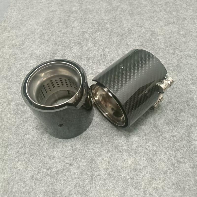 90mm Long Silver Carbon Fiber Exhaust Tip for BMW M2 M3 M4 M5 M6, F87 F80 F82 F83 F90, G80 G82 G83