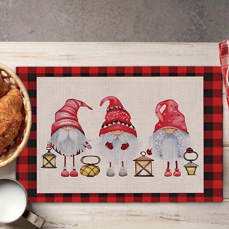 2024 Fete de masă din in de Crăciun - Decor de sărbători festive, izolate, design imprimat