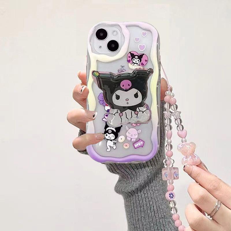 Kuromi Hello Kitty Chain Holder Casing For Xiaomi Redmi 15C 15 Note 15 Pro Plus 5G 14C 13C 12 Note 14 13 Pro Plus 5G Phone Case