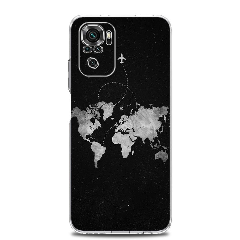 

Phone Case For Xiaomi Redmi Note 13 12 5G 9S 9 8 10 11 Pro Plus 4G 9T 13C 12C 10C 9C 9A 7 Cartoon World map scenery direction Redmi 9C