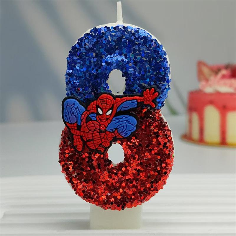 Creative Design Spider-Man Digital Birthday Candle Cake Party Decoration Handmade Cool Doll Birthday Candle
