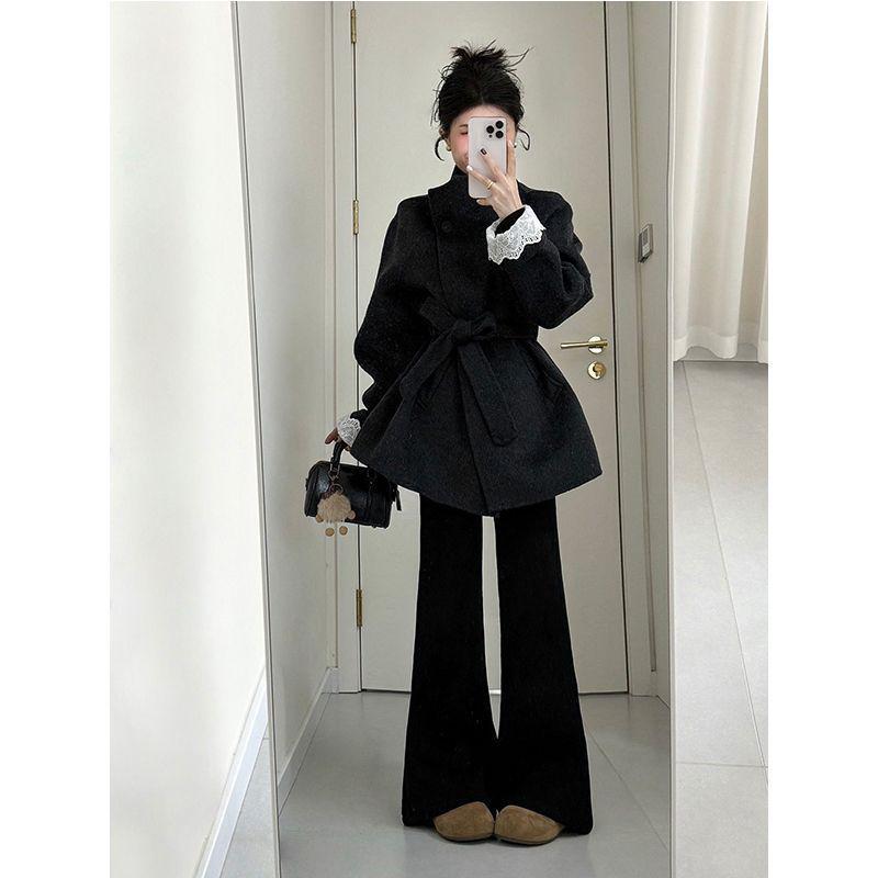 

Women s 2025 Winter Korean Wool Coat - Hepburn Style, Petite, Elegant, Popular L (105-115 jin) древесный уголь