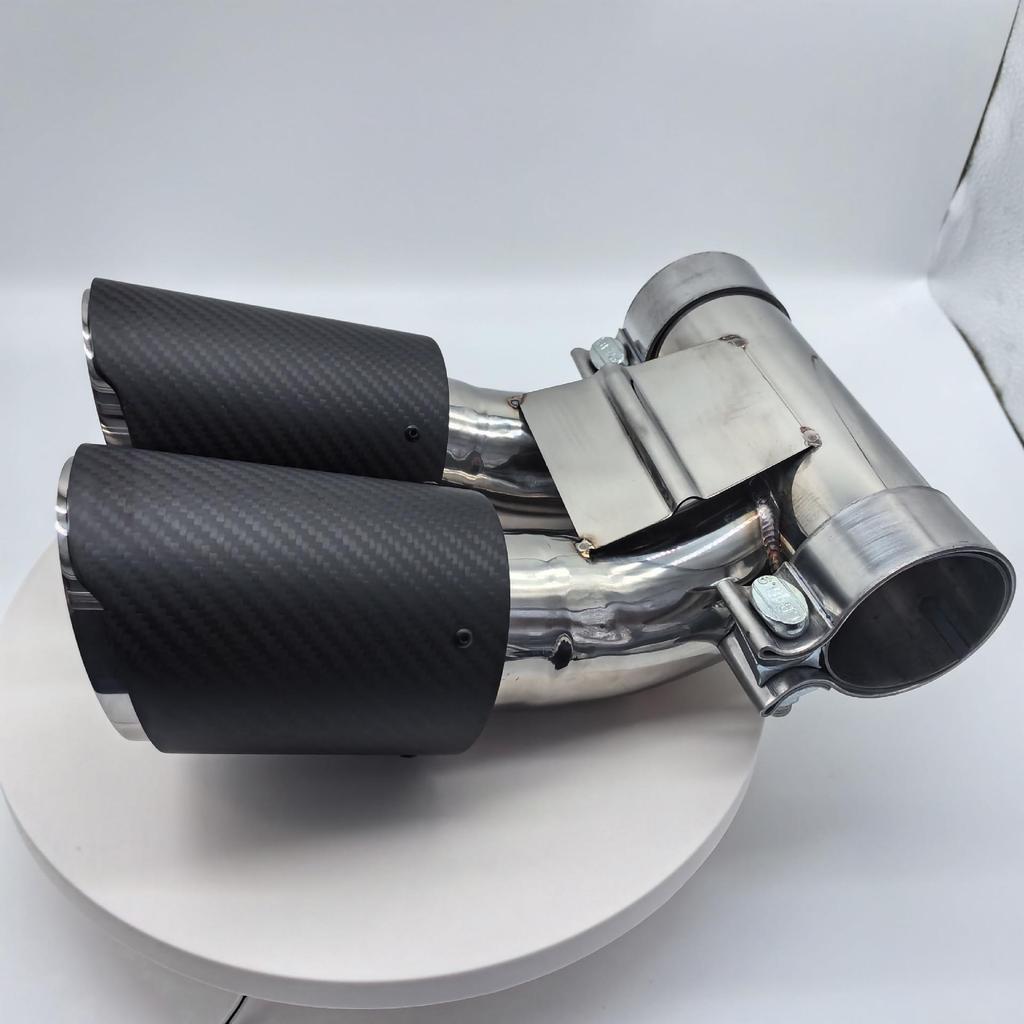 Porsche 718 Black Carbon Fiber Stainless Steel Performance Exhaust Tailpipe