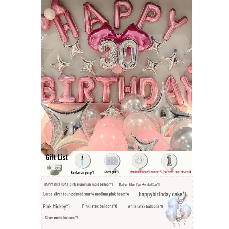 Romantic Birthday Surprise Decorations: Balloons and Background for Girls & Boyfriends