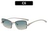 New metal trimmed frameless sunglasses, high-end trendy square fashion sunglasses, personalized versatile street shot glasses