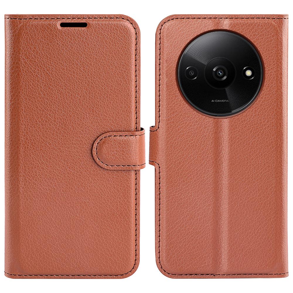 For Xiaomi Redmi A3 4G/Poco C61 4G Case Litchi Texture PU Leather Folding Stand Phone Cover