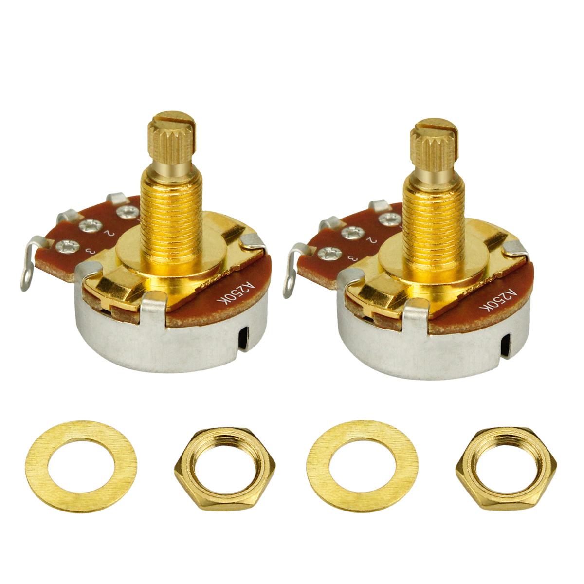 

NEW 2pcs Full Size Long Split Shaft Potentiometers A500K / B500K/A250K /B250K Pots Tone Volume Control for Guitar Bass