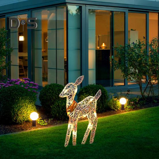 LED-Rentier-Weihnachtsdekoration, Eisenrahmen, Beleuchtung, Hirsch-Ornament, Rentier-Statuen für drinnen und draußen, für Garten, Rasen, Hof, Dekor