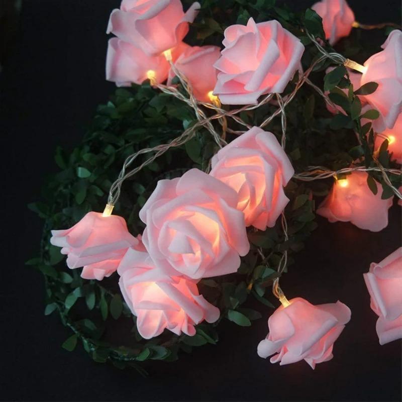 1.5m 10leds Rose Flower String Lights Battery-powered Light for Bedroom Living Room Table Valentine's Day Romantic Atmosphere
