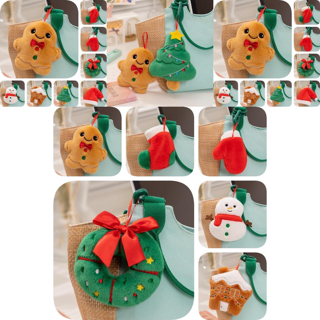 Adorable Plush Christmas Ornaments Collection Featuring Snowman Gingerbread Man Decor