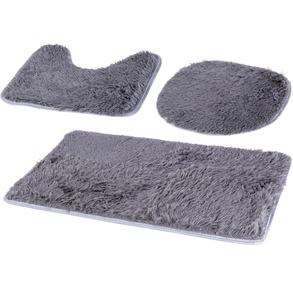 Bathroom Set: Soft, Shaggy Rug, Toilet Seat Cover