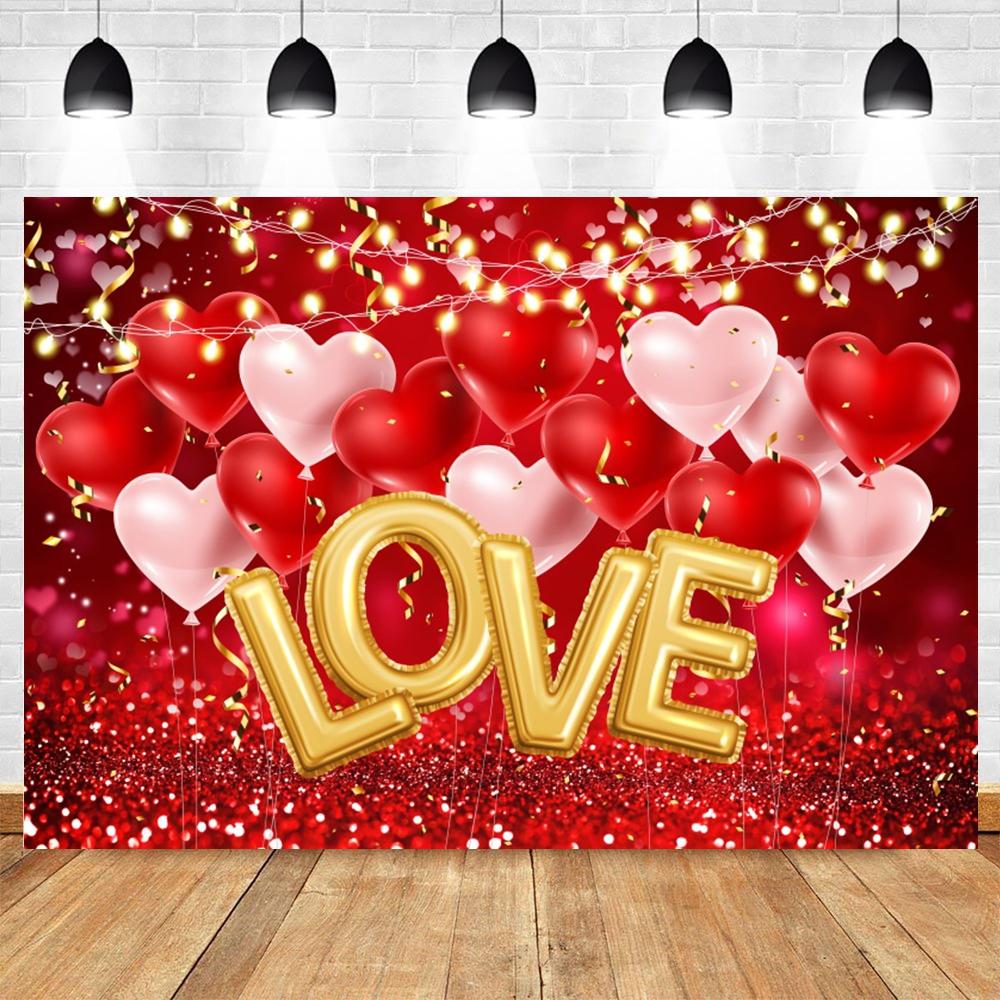 Valentine's Day Rose Balloon Theme Banner Background, Wedding Celebration Valentine Day Party Decoration Photography Background7