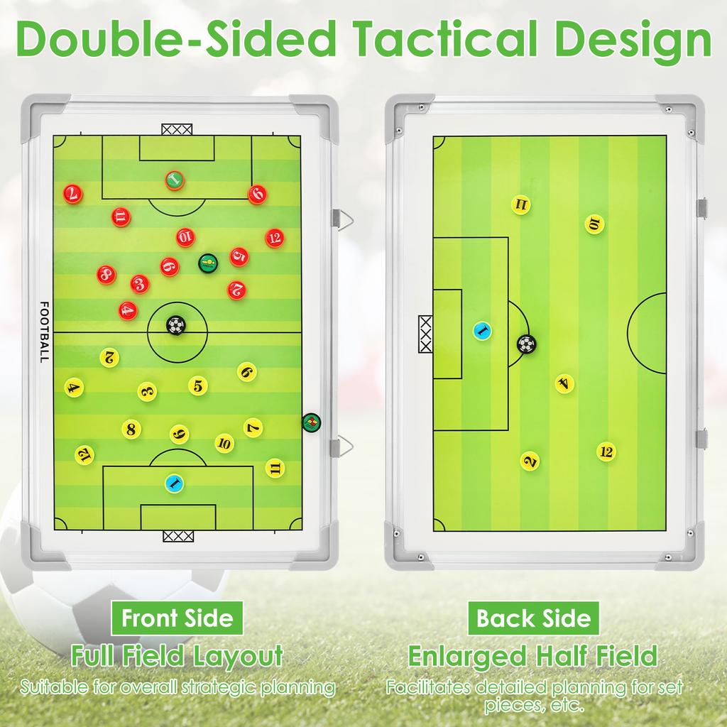 Magnetic Soccer Coaching Board Double Sided Dry Erase Soccer Tactics Board with Marker Pen and Eraser for Training Game Analysis