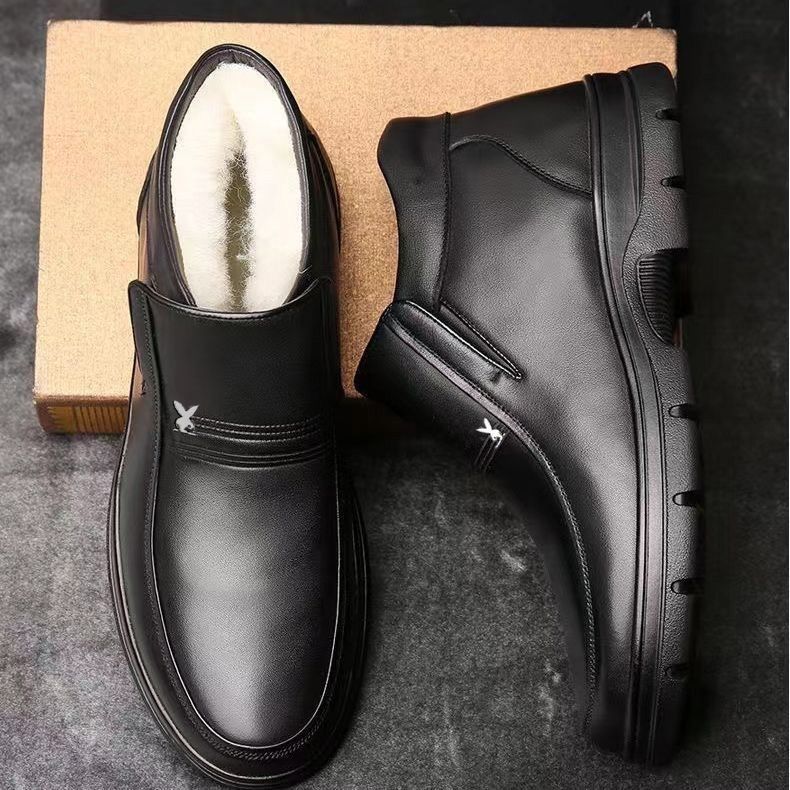 Men's shoes leather thickened velvet winter warm and cold boots men's wool cotton shoes cotton boots warm snow boots