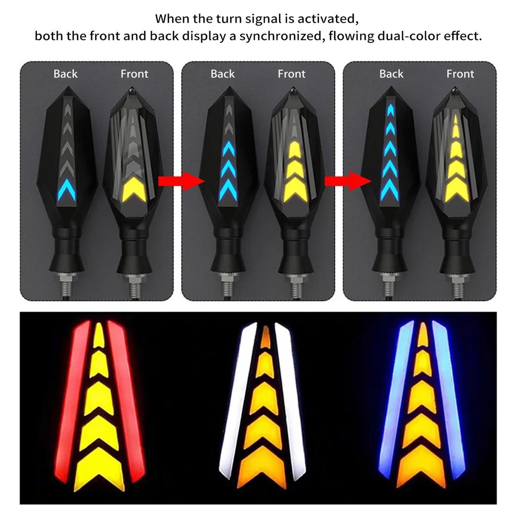 Daconovo 2 STK Motorrad Laufende Blinkerleuchten, Superhelle Doppelseitige LED-Blinker