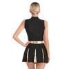 Womens Sparkling Cheerleader Dress Sleeveless Pleated Print Design Youthful Schoolgirl Uniform Halloween Costume