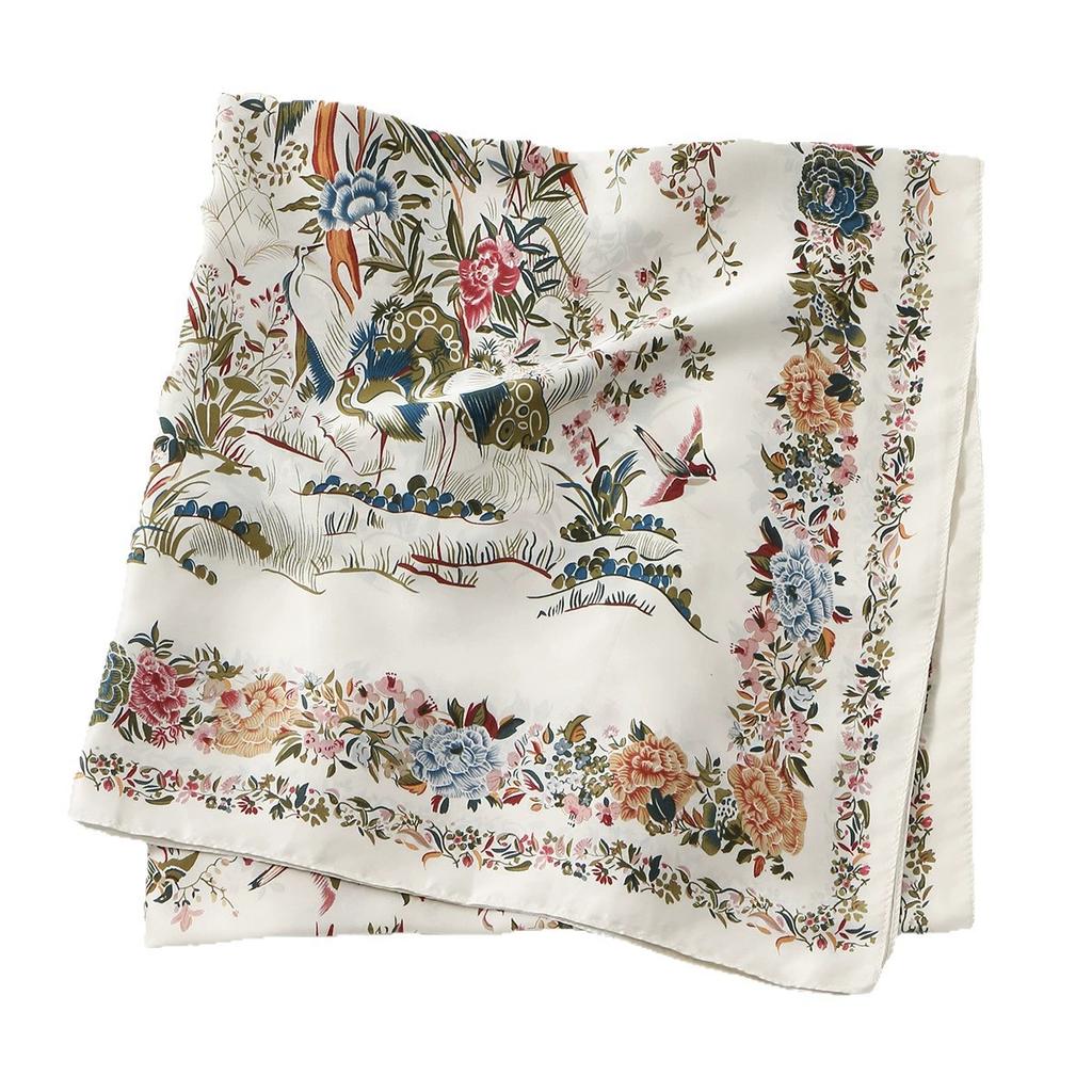 180*85Cm New Silk Satin Printed Long Scarf For Spring Elegant Floral Design Women’S Headscarf & Scarf And Shawl