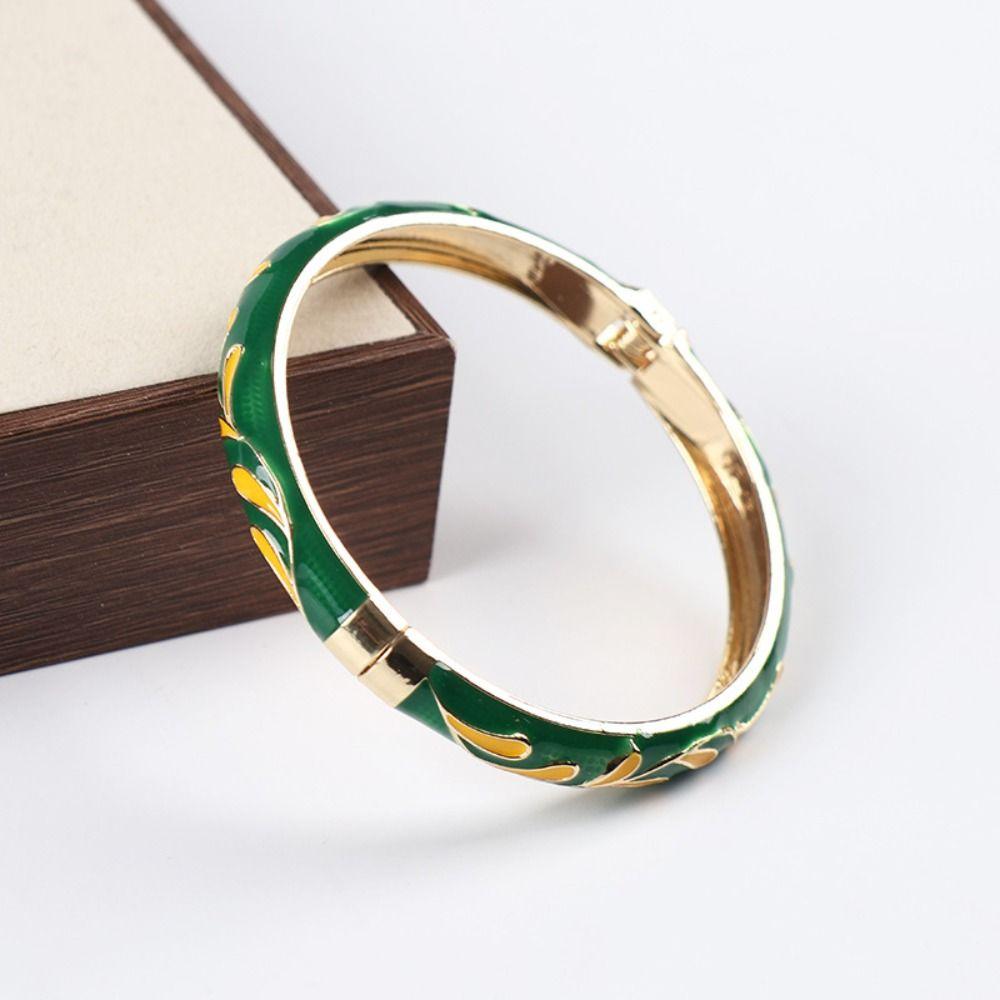 Enamel Vintage Cloisonne Bangle Colorful Women's Hand Bracelet Elegant Enamel Flower Bangle Ladies