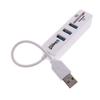 3 Ports USB Card Reader Hub 2 SD/TF Adapter Splitter Combo for Computer
