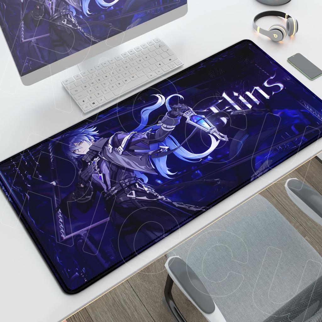 Druk HD Genshin Impact Flins Mata na Biurko Długi Biurowy Pad na Biurko PC Gaming Antypoślizgowe Akcesoria Anime Gumowa Podstawa Podkładka pod Mysz Zmywalna