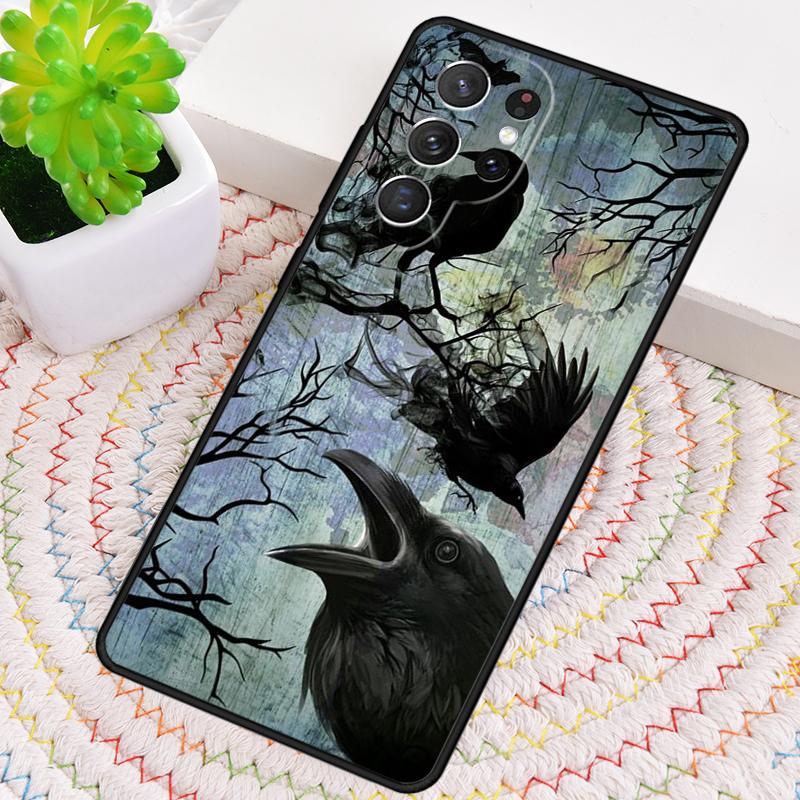 Raven Crow Skull Pattern Phone Case For Samsung Galaxy Note 10 Pro S26 S25 S24 S23 S22 Ultra Plus S21 FE S20 Shockproof Cover