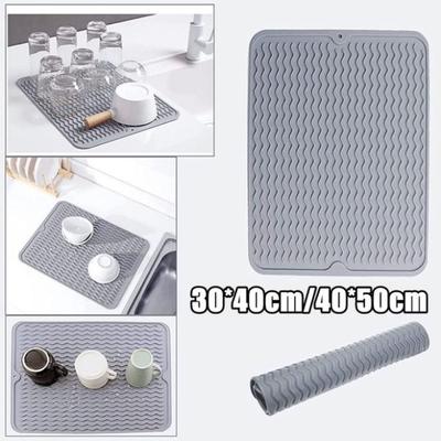 1Pcs Wave Draining Pad Silicone Drying Mat New Non-slip Dish Holder Table Mat Kitchen Placemat Foldable Heat Insulation Pad