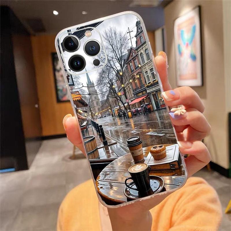 Phone Case Carcasa Funda For iPhone 17 Pro Max Air 16 15 14 13 Pro Max 15 16 Pro 15Plus Coffee Cafe night Aesthetic Case