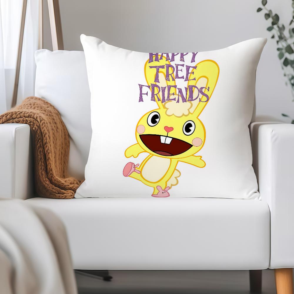 Anime Happy T-tree Friends Pillow Case Applicable Space For Guest Rooms Interiors Cars Office House Decoration