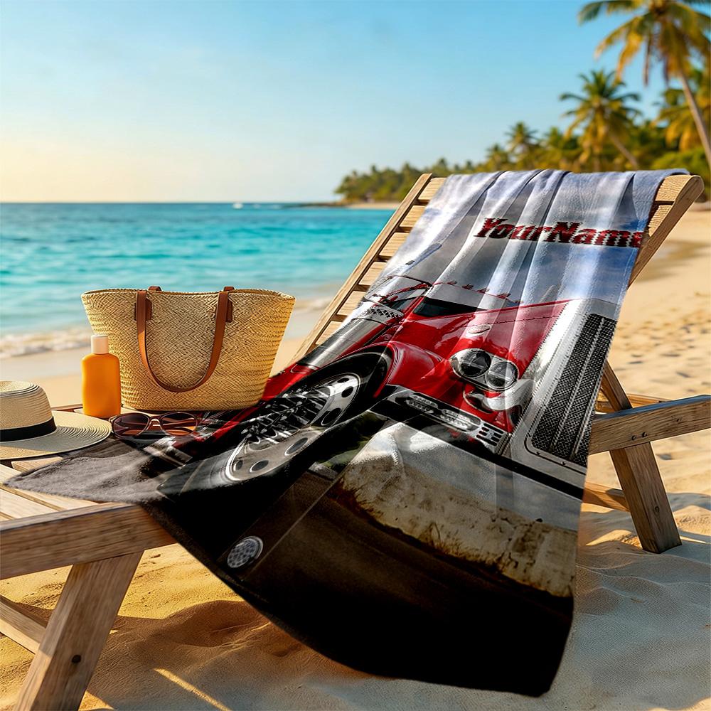 Kw Heavy Trucks Customize Your Name Beach Towel High Absorbency & Quick-Dry Suitable for Sports Travel Swimming Yoga Bathroom Beach And Pool