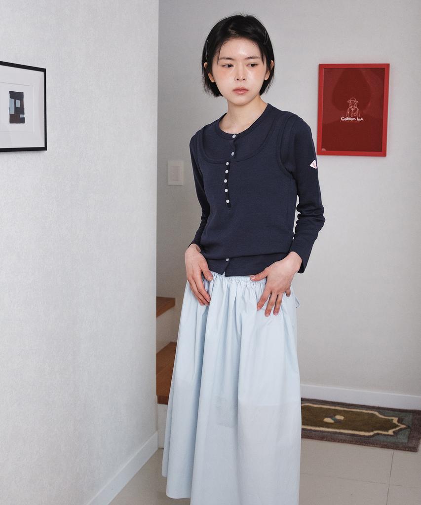 Cotton Bell String Banding Skirt - Sky Blue