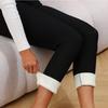 Winter Leggings High-Waisted Straight Leg Pants with Velvet Lining Solid Color Body Shaping Women Leggings