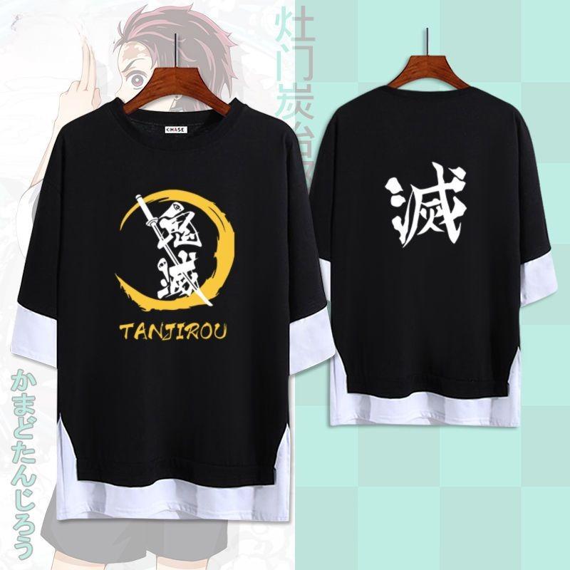 Summer Japanese Anime Demon Slayer TShirt Men Pure Cotton Tanjiro Kamado Casual Short Sleeve Tee S