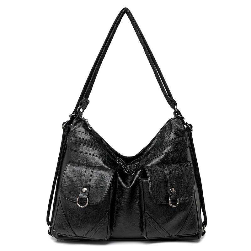 Damen Tasche Vintage Umhängetasche Große Kapazität Multi-Pocket PU Weiches Leder