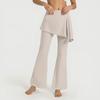 Women's 2-in-1 High Waisted Wide Leg Pants, Casual Solid Color Sports Pants, Yoga Pants