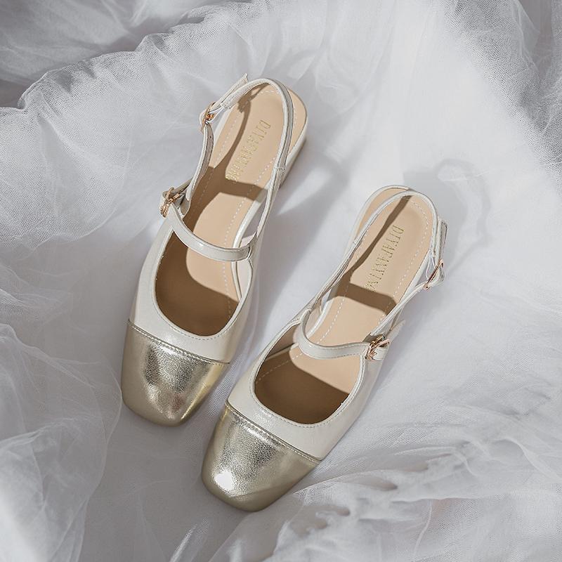 Bridesmaids with skirts temperament single shoes French high heels design sense niche thick heel 2025 spring new with cheongsam
