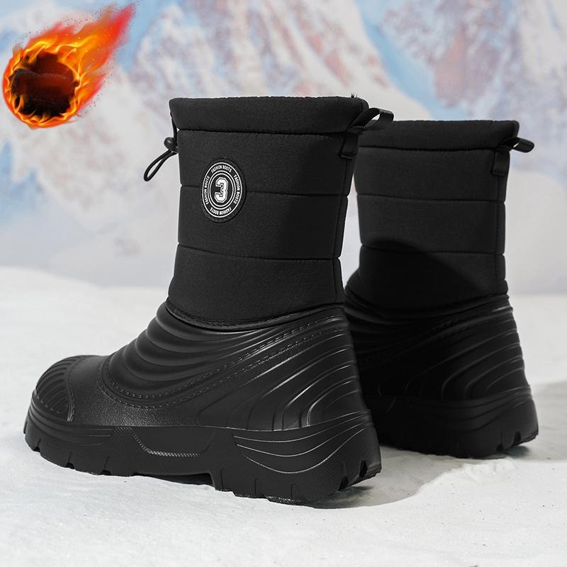 Autumn And Winter Outdoor Men'S Snow Boots Waterproof Non-Slip Warm Cotton Shoes Large Size Fleece-Lined Thickened Hiking Boots Snow Boots