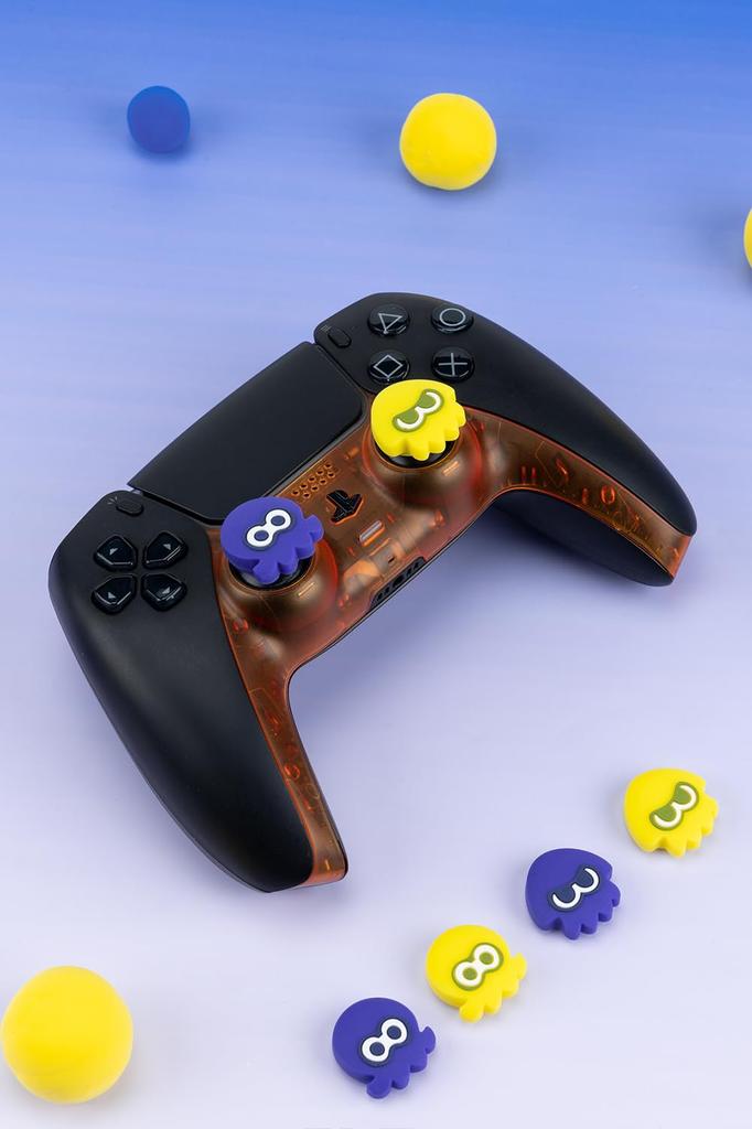YOCORE Silicone Thumb Grip Caps for Pro Easy To Octopus Jellyfish Purple and Yellow PS4/PS5/Switch Controllers, Anti-Slip, Install, Durable, + Design,