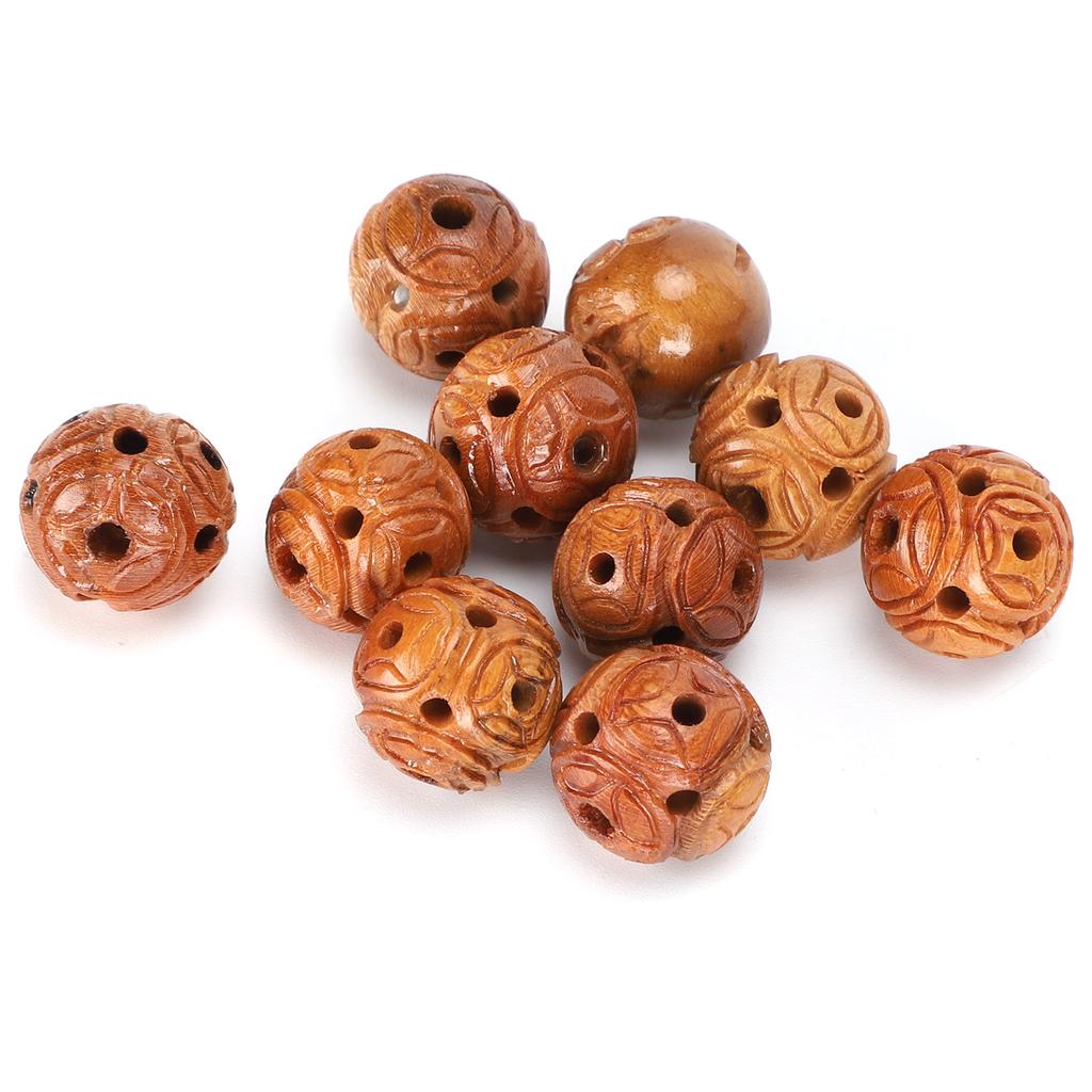 10Pcs Peach Wood Beads Carving for   Bracelet Necklace Crafts Pendants Accessories