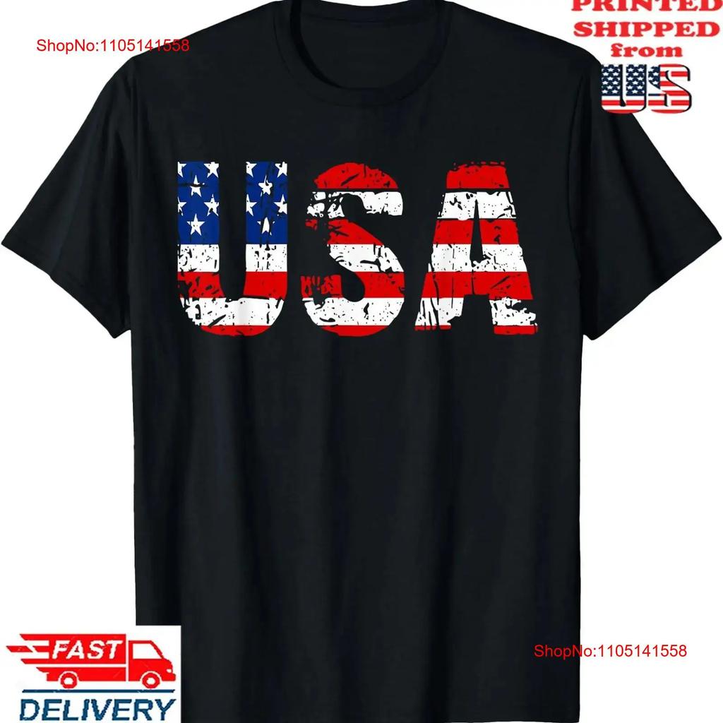 Usa Flag American Us National Patriotic 4th Of July T Shirt Vintage Designer Clothes Versatile Stylish Homme Stretched