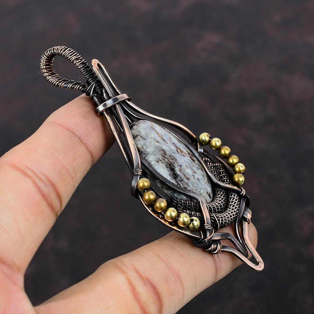 Astrophyllite Pendant Copper Wire Wrapped Gemstone Pendant Astrophyllite Jewelry Handmade Pendant Copper Wire Wrapped Jewelry Gift For Mom