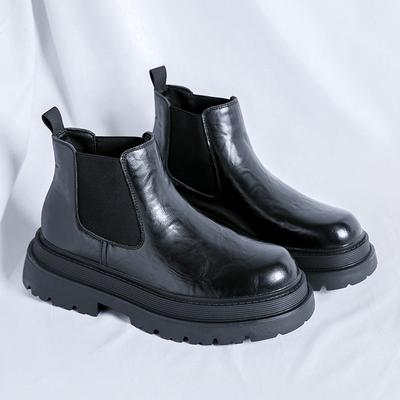 Chelsea Shoes Men 2026 High Quality Slip On Men's Boots Winter Round Toe Solid Short Barrel Platform Water Proof Fashion Boots
