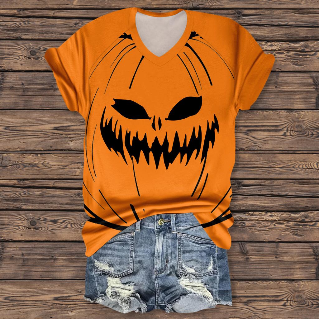 Dámská móda Ležérní Tříčtvrteční rukáv Halloweenská písmena, Potisk obličeje Top