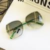 Rimless Sunglasses Brand Womens Square Designer Sun Glasses Vintage Shades Female Pink Eyewear
