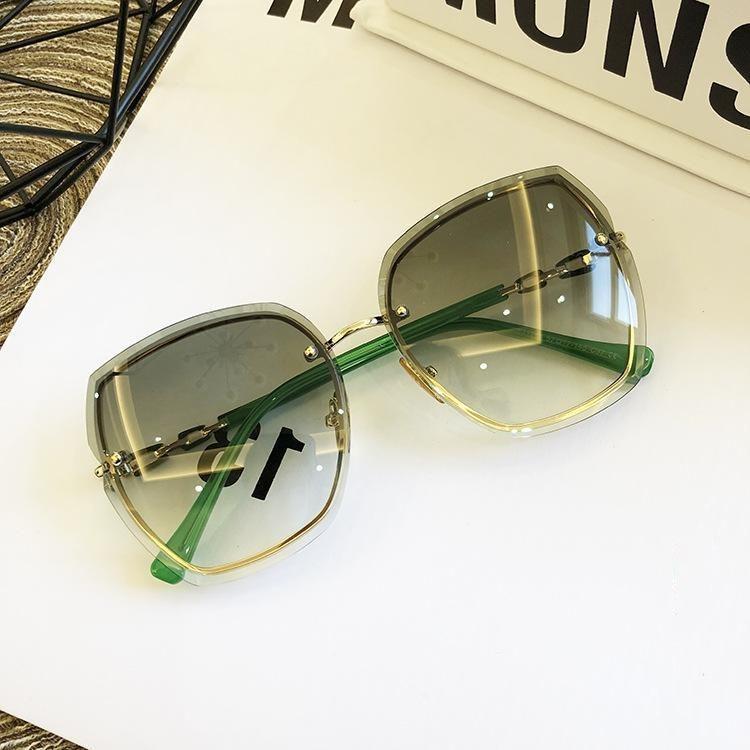 Rimless Sunglasses Brand Womens Square Designer Sun Glasses Vintage Shades Female Pink Eyewear