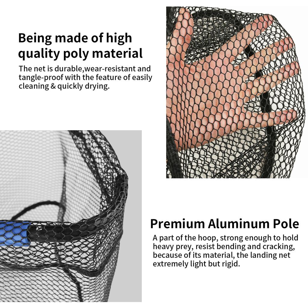 Telescopic Fishing Net with Blue Foam Rubber Coated  Foldable Collapsible Fish Landing Net for Saltwater Freshwater Fish Catch