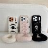 Winter Velvet 3D Bow Button Phone Case for iPhone 17/16 Pro Max/15/14