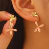 1 Paar Ohrstecker Doppellagig Dreidimensionales Blumen-Design Emaille Gardenienblütenform Ohrhänger für Damen Schmuckzubehör