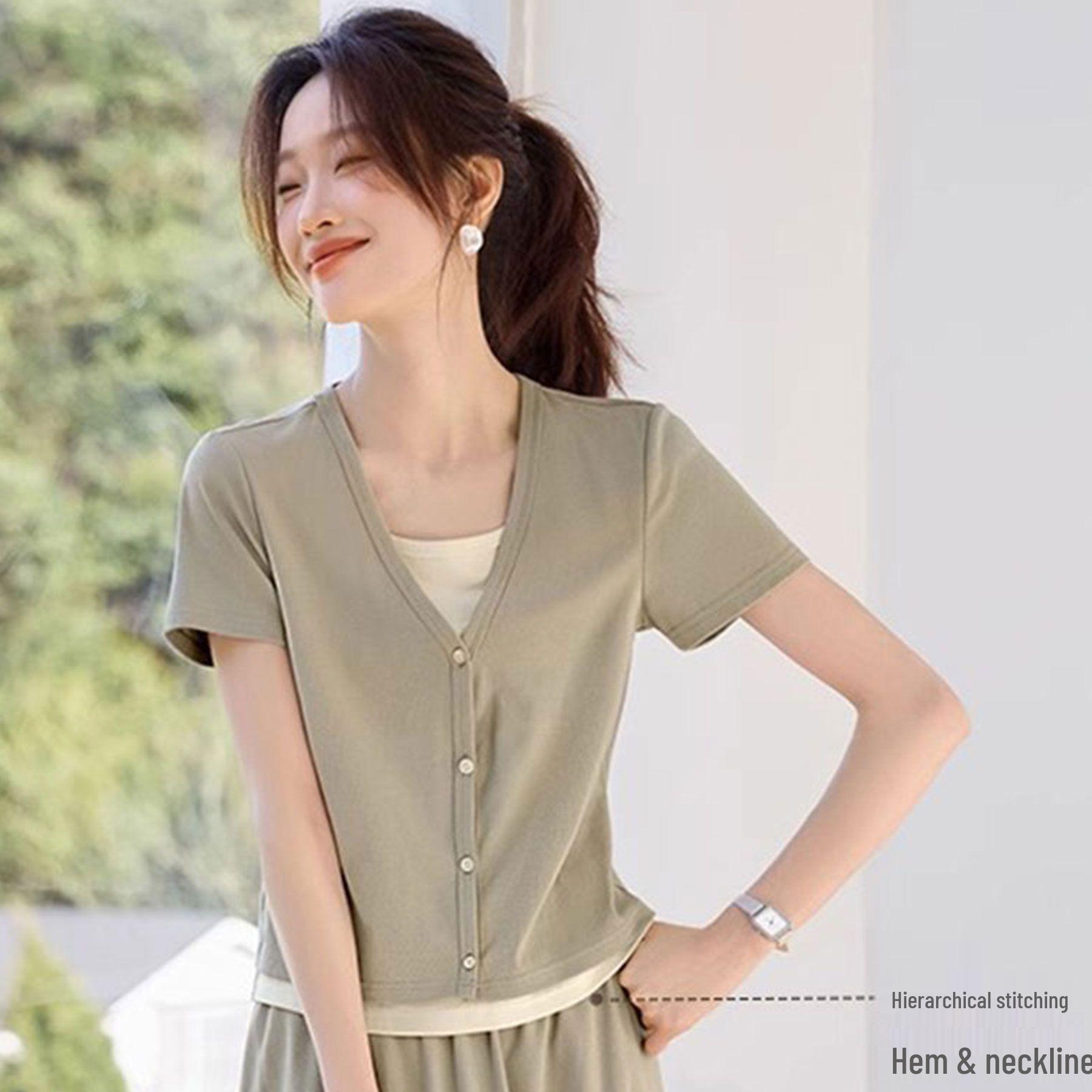 Women s Petite Color Block Two-Piece Set: Casual Short Sleeve T-Shirt & Skirt for Summer XL fits 115-125 jin